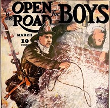 Open Road For Boys Cover 1935 Firemen Lithograph Art Print Tyng HM1E - £17.65 GBP