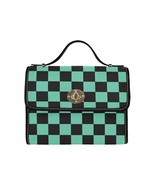 Demon Anime Checkered Black Green Waterproof Canvas Bag Laptop Briefcase - £27.53 GBP