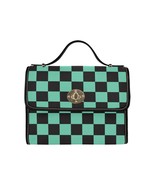 Anime Checkered Black Green Canvas Bag / iPad Storage Bag / Business Bri... - $47.54 CAD