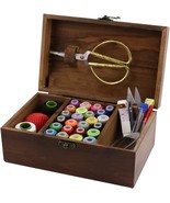 Flytreal Sewing Kit Box Basket Wooden Hand Home Sewing Repair Tool Kit B... - $870.18 MXN