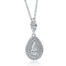 Teardrop Pear Cut Diamond Pendant Necklace 14k White Gold 0.74 ctw - $1,991.03