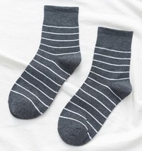 Dark Gray White Stripe Socks Novelty Unisex 6-12 Crazy Fun SF108 - £6.26 GBP