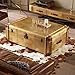 interoknack Vintage Industrial Aluminum & Leather Trunk Coffee Table  Antique B Item image 6