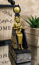Classical Egyptian Golden Goddess Iset Isis Ra Nursing Horus Baby Figurine - £23.94 GBP