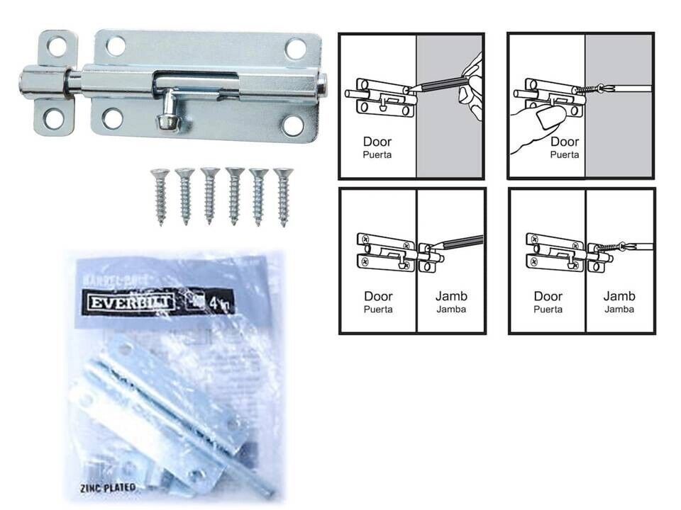 Everbilt #15242 Barrel Bolt Zinc-Plated 4&quot; 250 430 - $7.92