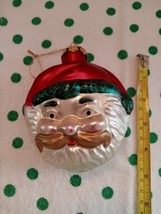 EUC Vintage Blown Glass Santa Clause Face Christmas Tree Ornament 4 inch - £13.83 GBP