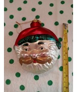 EUC Vintage Blown Glass Santa Clause Face Christmas Tree Ornament 4 inch - £13.83 GBP