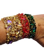Rhinestone Stretch Bracelet, Colorful Crystal Pageant Jewelry, Bridal Dr... - £39.17 GBP