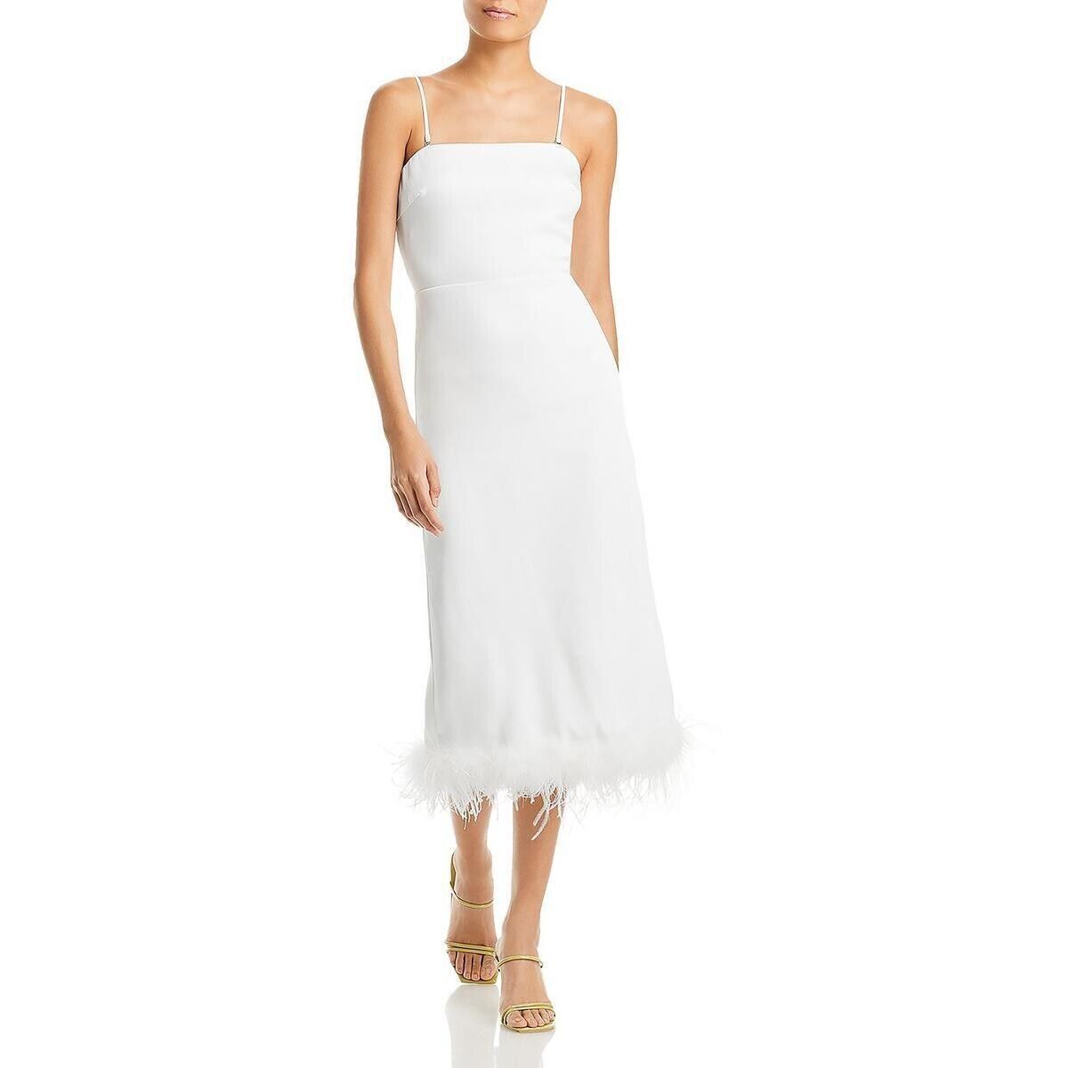 Primary image for Lucy Paris Women's Mareena Feather Column Midi Dress White S B4HP $148
