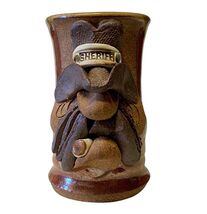 Ugly Face Mug Sheriff Mahon 3D Stoneware Pottery Mustache Smoke Stogie B... - $20.70 CAD