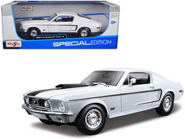 1968 Ford Mustang CJ Cobra Jet White 1/18 Diecast Model Car by Maisto - £39.44 GBP