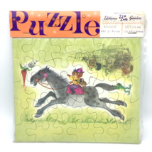 CAT JOCKEY vintage children&#39;s jigsaw puzzle - horse race cartoon animal 30 piece - £11.85 GBP