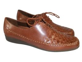 Auditions Weave Leather Oxfords Brown Size 10.5 N Brazil Women&#39;s Lace Up... - £13.36 GBP