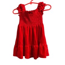 Hart Street Baby Girls Infant 12 months Red Crushed Velvet Dress Ruched ... - $5.33