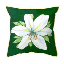 Betsy Drake Casablanca Lily - Green Background Large Indoor Outdoor Pillow 18x18 - £36.98 GBP