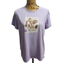 June &amp; Daisy Dog Lover Graphic Print Short Sleeve T-Shirt Lavender L - $8.81