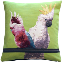 Cockatiel Birds Green Tapestry Throw Pillow, Complete with Pillow Insert - £33.73 GBP