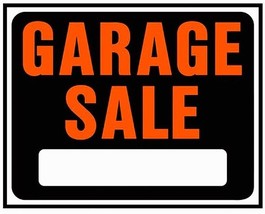 GARAGE SALE Sign 8&quot; x 12&quot; Fluorescent orange Plastic yard attic hyko HY-KO 3023 - £12.91 GBP