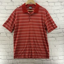 Nike Golf Polo Shirt Mens Sz L Red Striped Athletic Wear  - $19.79