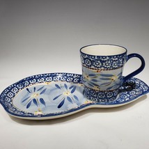 Temptations Old World Blue by Tara Snack Tray with Mug Cup Temp-Tations - £13.23 GBP