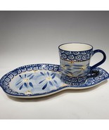 Temptations Old World Blue by Tara Snack Tray with Mug Cup Temp-Tations - £13.27 GBP