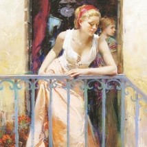 Pino Giclee on Canvas Signed &amp; # &quot;At the Balcony&quot;  Lady on Balcony coa 40x32 - £1,143.51 GBP