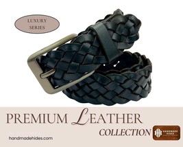 Handwoven Full Grain Leather Belt: Braided Design, Matte Buckle - $2,924.58 MXN
