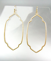 GORGEOUS Urban Anthropologie Thin Gold Metal Elongated Geometric Dangle Earrings - £13.79 GBP