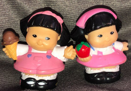 Fisher Price Lot Of Two Chinese Japanese Girl Twins Cute W/icecream Apple Pink  - £11.78 GBP