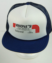 VIntage Rhone&#39;s Travel Trailer Trucker Hat SnapBack Blue White, Cogan Station PA - £13.28 GBP