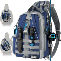 Fishing Backpack Tackle Sling Bag w/ Rod Holder | Lightweight Fly Tackle... - $43.32