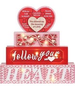DECSPAS Valentines Day Decorations, 4-Layered Red Heart Wood Block Set - £15.16 GBP