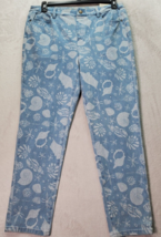Soft Surroundings Pants Womens Large Blue Cotton Pockets Flat Front Straight Leg - £27.27 GBP