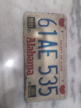 Vintage 1988 Alabama &quot;Heart of Dixie&quot; License Plate 61AE 535 Expired - £9.27 GBP