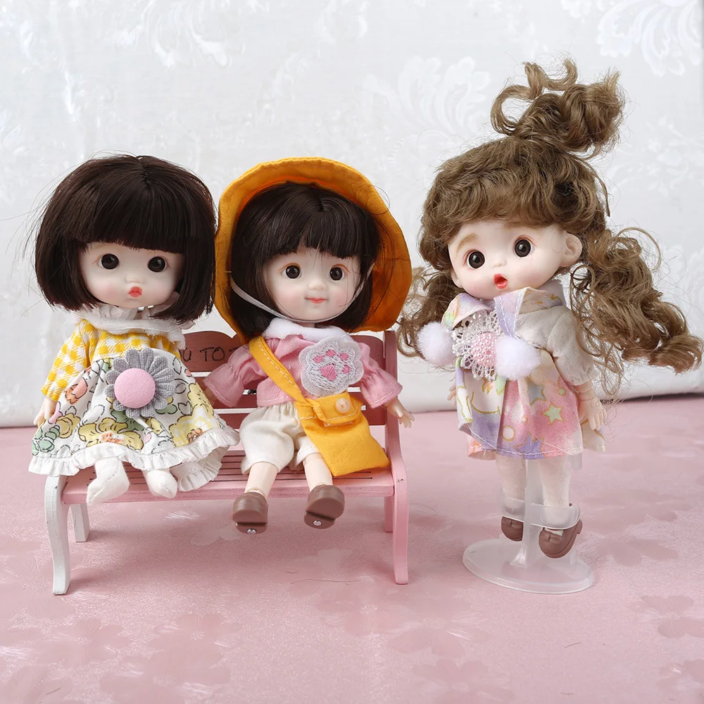 Play 12cm Mini Bjd Doll Ob11 Pocket Doll 23 Movable Joint Cute Toy Fullset Mini  - £23.05 GBP