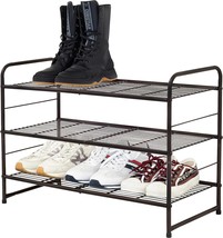 Metal Wire Utility Rack, 3 Shelves, Stackable And Expandable, Caxxa, Bronze. - £31.61 GBP