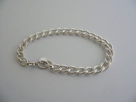 Tiffany &amp; Co Silver Textured Link Bracelet Bangle Cable Chain Gift Love 7.5 Inch - £286.16 GBP