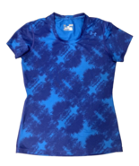 Under Armour Shirt Womens Medium Blue Tie Dye Stretch Fitted Heat Gear G... - £7.66 GBP