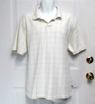Sz XL Geoffrey Beene Mens White w/Thin Color Squares Cotton Polo Rugby SS Shirt - $12.95