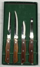 VTG Maxam Knife Set Stainless Steel Japan with Original Box Set of 4 Wood Handle - £15.28 GBP