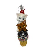 Noble Gems Ornament Cat Head Ice Cream Cone Hanging Kurt Adler Hand Blow... - $20.52