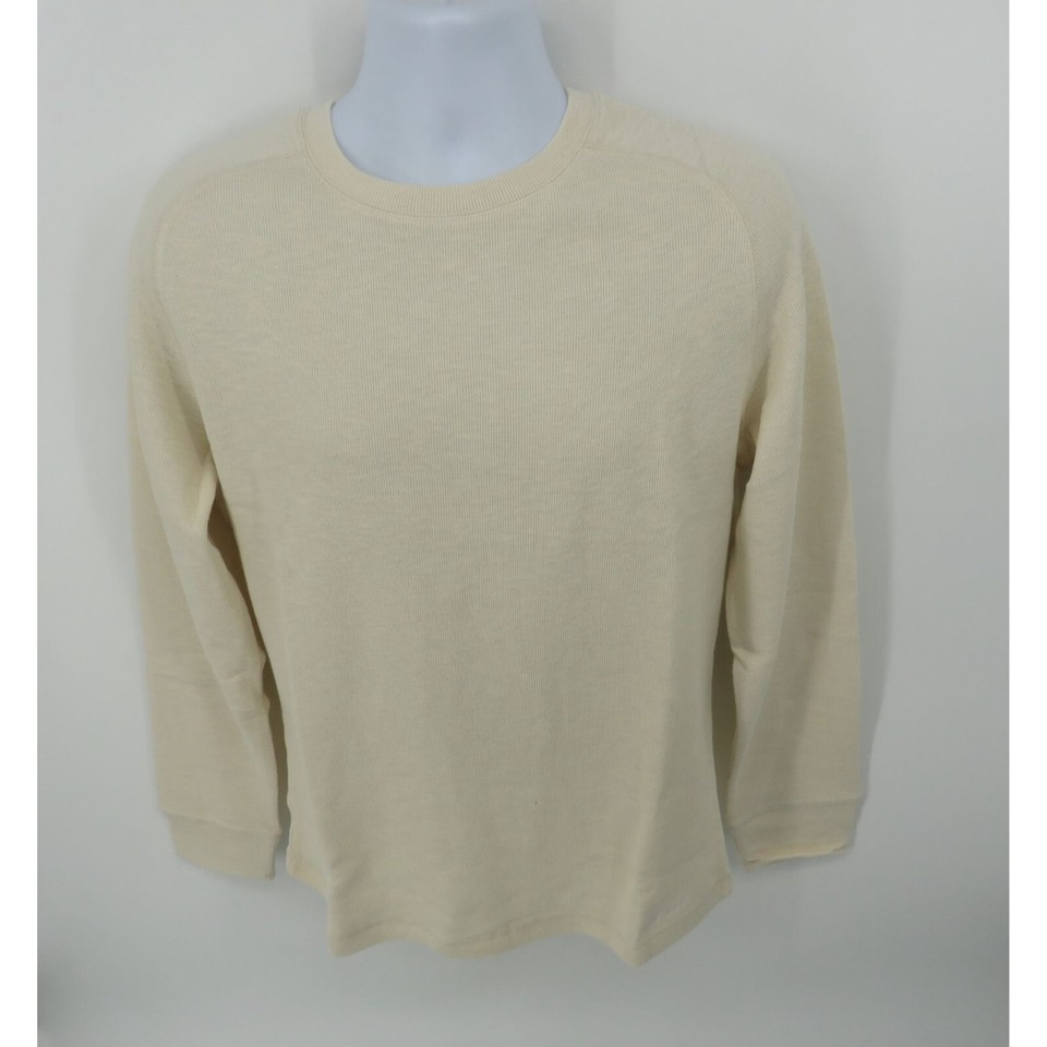 Eddie Bauer Men&#39;s Cream Double Knit Crew Shirt Medium NWT - £14.31 GBP