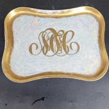 M.Z. Austria Serving Tray Antique Porcelain Iridescent White Gold Rim Mo... - £20.04 GBP