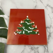 Weachtersbach Vintage Trivet Tile Red Green Christmas Tree Square Padded... - $19.79