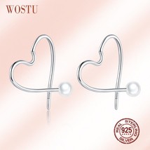 WOSTU 925 Sterling Silver Hollow Heart Stud Earrings Shell Bead Cross Line Desig - £13.86 GBP
