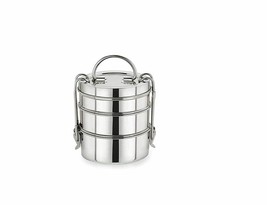 Stainless Steel Lunch Box 3 Tier Food Storage Container Tiffin Box - £11.86 GBP