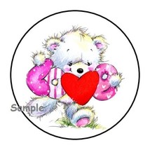 30 Cute Teddy Bear Love Envelope Seals Labels Stickers 1.5&quot; Round Valentine&#39;s - £5.89 GBP