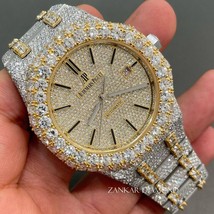 Moissanite Studded Iced Out AP Watch, VVS1 Diamonds Stainless Steel Swiss Moveme - $1,811.95