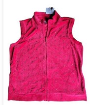 Rhinestone Stud Red Sleeveless Velour Velvet  Vest Zip Up Quacker Factor... - $24.16