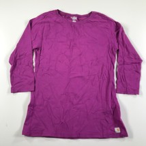 Carhartt Womens L 12/14 T Shirt Purple Long Sleeve Cotton Stretch Blend Crew - £10.96 GBP